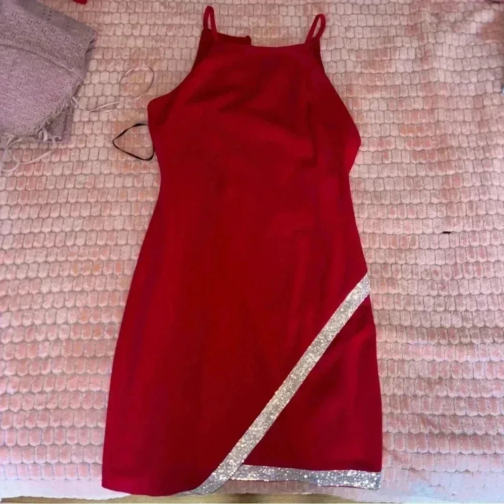 Red Rhinestone BCX Bodycon Dress - Picture 5 of 16